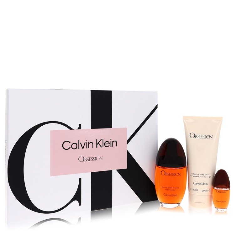 OBSESSION by Calvin Klein Women Gift Set 3.4 oz Eau De Parfum Spray + 6.7 oz Body Lotion + .5 oz Mini EDP Spray Image