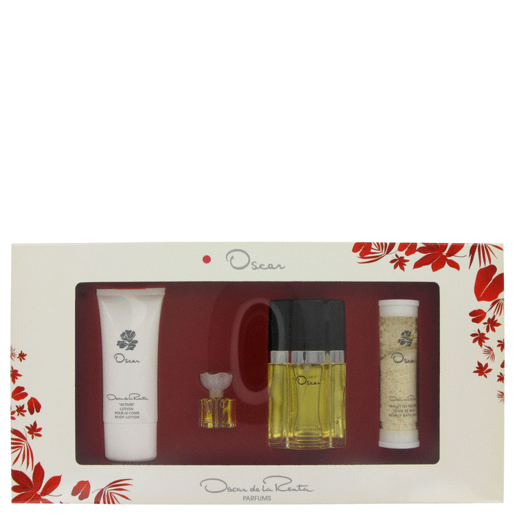 Oscar Gift Set -- Gift Set - 1.6 oz Eau De Toilette Spray + 1.6 oz Body Lotion + .13 oz Min EDP + 1.4 oz Pearly Bath Dust for Women