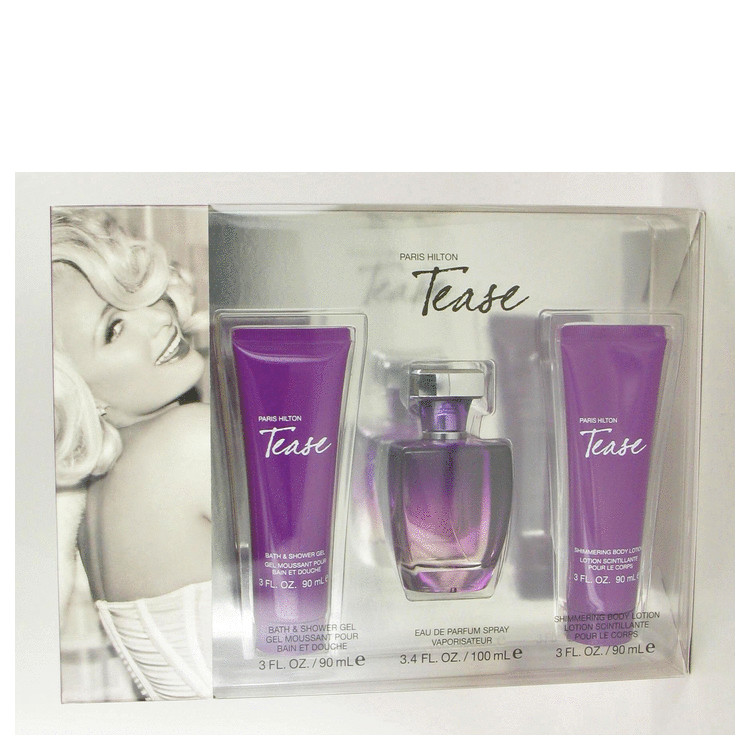 Paris Hilton Tease Gift Set -- Gift Set - 3.4 oz Eau De Toilette Spray + 3 oz Shower Gel + 3 oz Body Lotion for Women