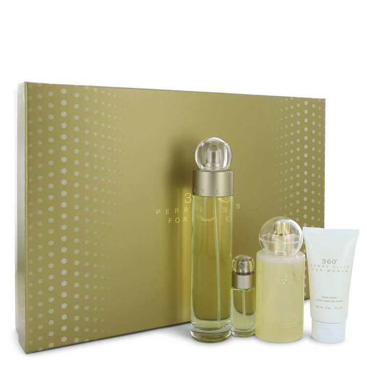Perry Ellis 360 Gift Set -- Gift Set - 3.4 oz Eau De Toilette Spray + 4 oz Body Mist + 2 oz Hand Cream + .25 Mini EDT Spray for Women