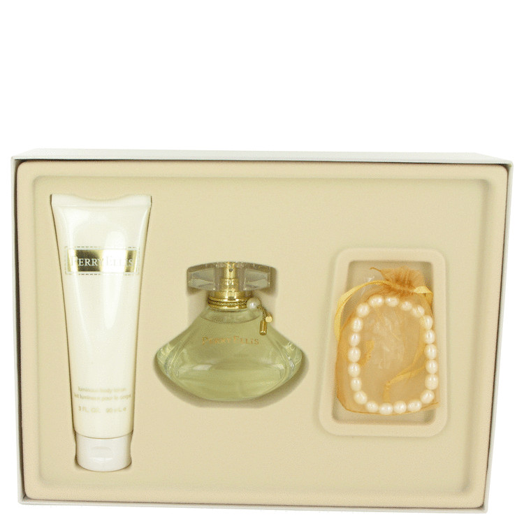 Perry Ellis (new) for Women, Gift Set (3.4 oz EDP Spray + 3 oz Body Lotion + Cultured Pearl Bracelet)