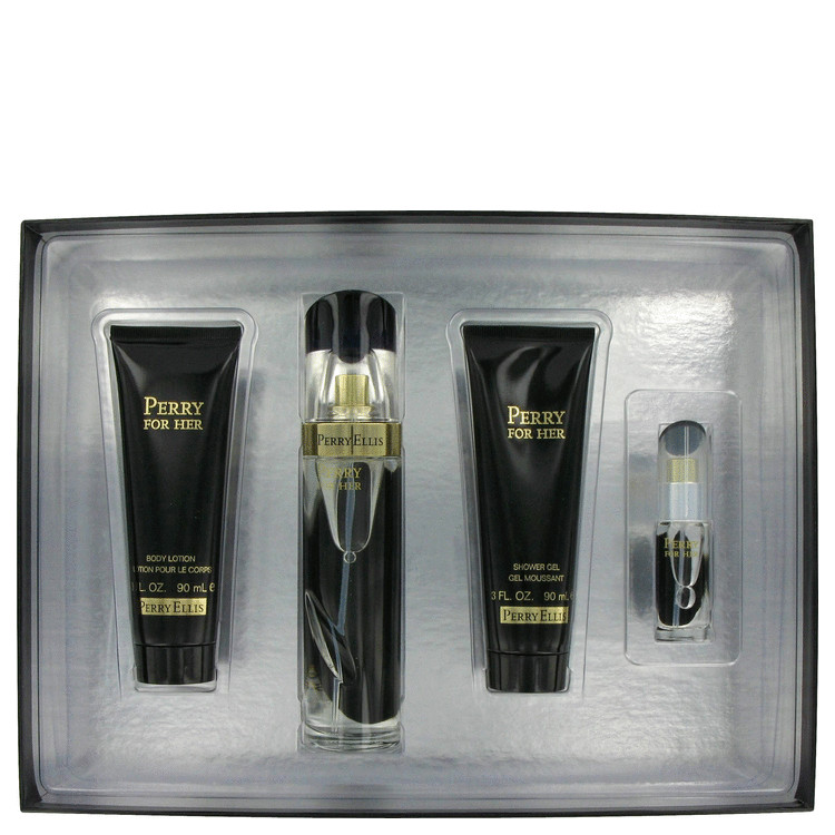 Perry Black for Women, Gift Set (3.4 oz EDP Spray + 3.0 oz Shower Gel + 3.0 Body Lotion + .25 oz Mini EDP)
