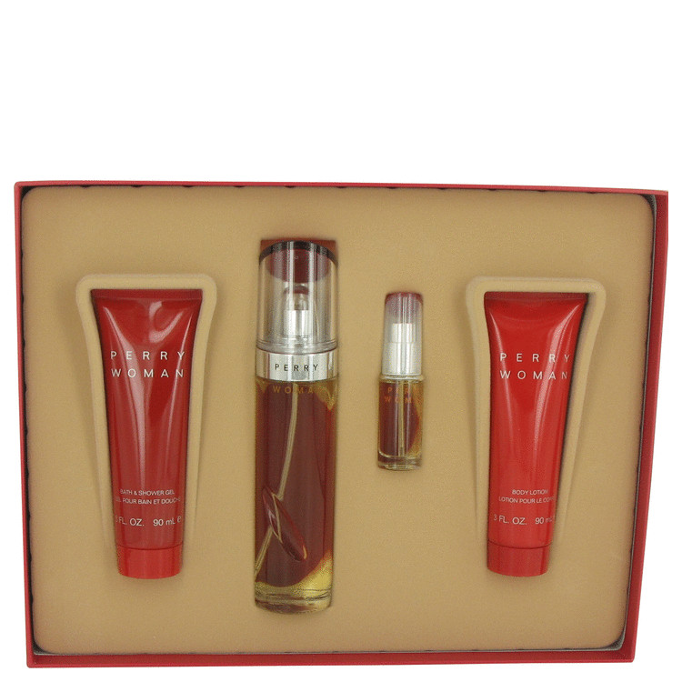 Perry Woman for Women, Gift Set (3.4 oz EDP Spray + 3 oz Body Lotion + 3 oz Shower Gel + .25 oz Mini EDP Spray)