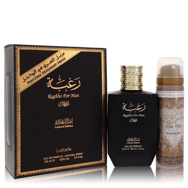 Raghba by Lattafa - Eau De Parfum Spray Plus 1.7 oz Deodorant 3.4 oz 100 ml for Men