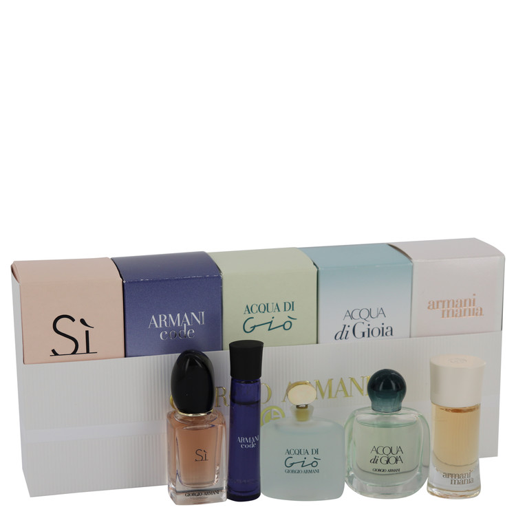 Armani Si for Women, Gift Set (Travel Mini Set Includes Armani Code, Armani Si, Acqua Di Gioia, Mania, and Acqua Di Gio)