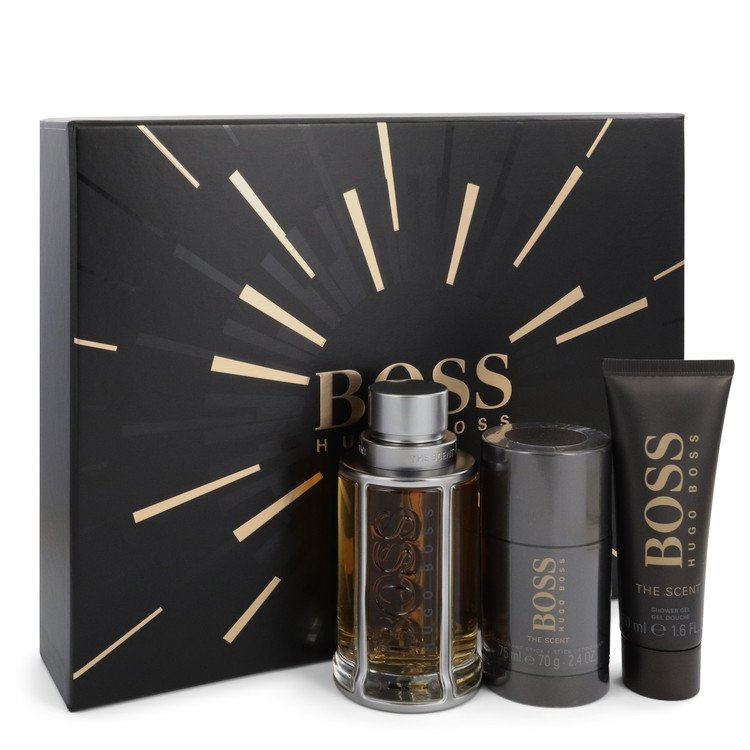Boss The Scent for Men, Gift Set (3.3 oz EDT Spray + 1.6 oz Shower Gel + 2.4 oz Deodorant Stick)