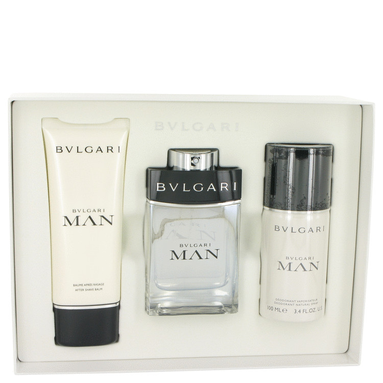 Bvlgari Man for Men, Gift Set (3.4 oz EDT Spray + 3.4 oz After Shave Balm + 3.4 oz Deodorant Spray)