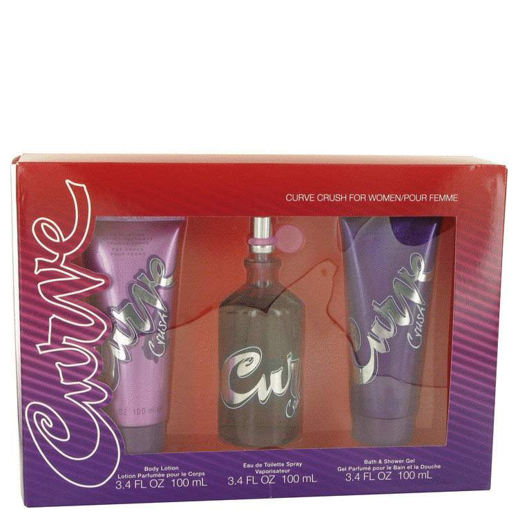 Curve Crush for Women, Gift Set (3.4 oz EDT Spray + 3.4 oz Body Lotion + 3.4 oz Shower Gel)
