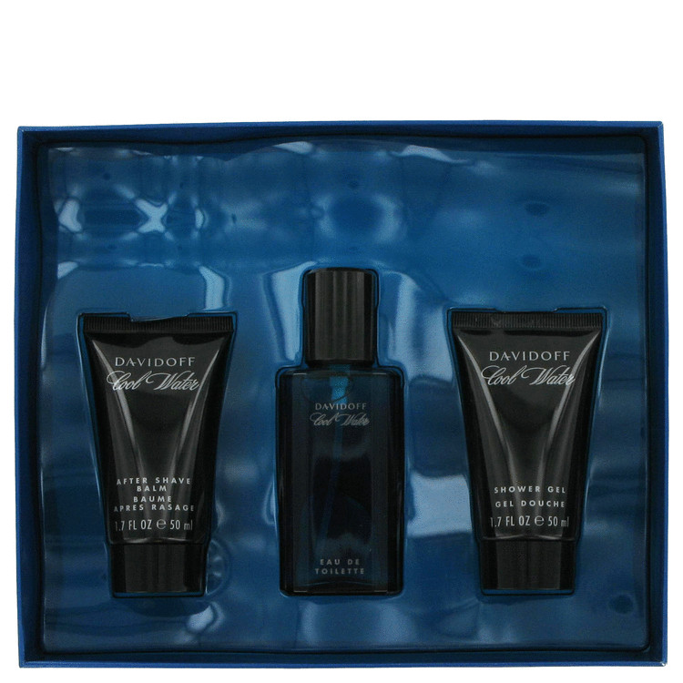 Cool Water Cologne by Davidoff -- Gift Set - 1.4 oz Eau De Toilette Spray +1.7 oz After Shave Balm+ 1.7 oz Shower Gel