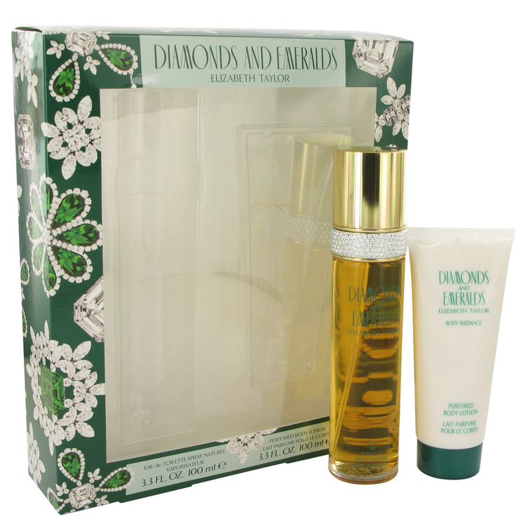 Diamonds & Emeralds Perfume by Elizabeth Taylor -- Gift Set - 3.3 oz Eau De Toilette Spray + 3.3 oz Body Lotion