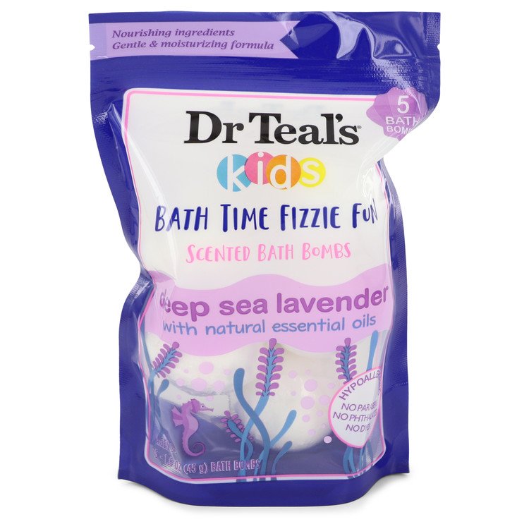 Dr Teal's Ultra Moisturizing Bath Bombs Cologne by Dr Teal's 1.6 oz Five (5) 1.6 oz Kids Bath Time Fizzie Fun Scented Bath Bombs Deep Sea Lavender with Natural Essential Oils (Unisex)