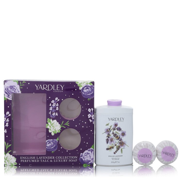 Yardley London English Lavender Perfume Gift Set - 7 oz Perfumed Talc + 2-3.5 oz Soap Guatemala