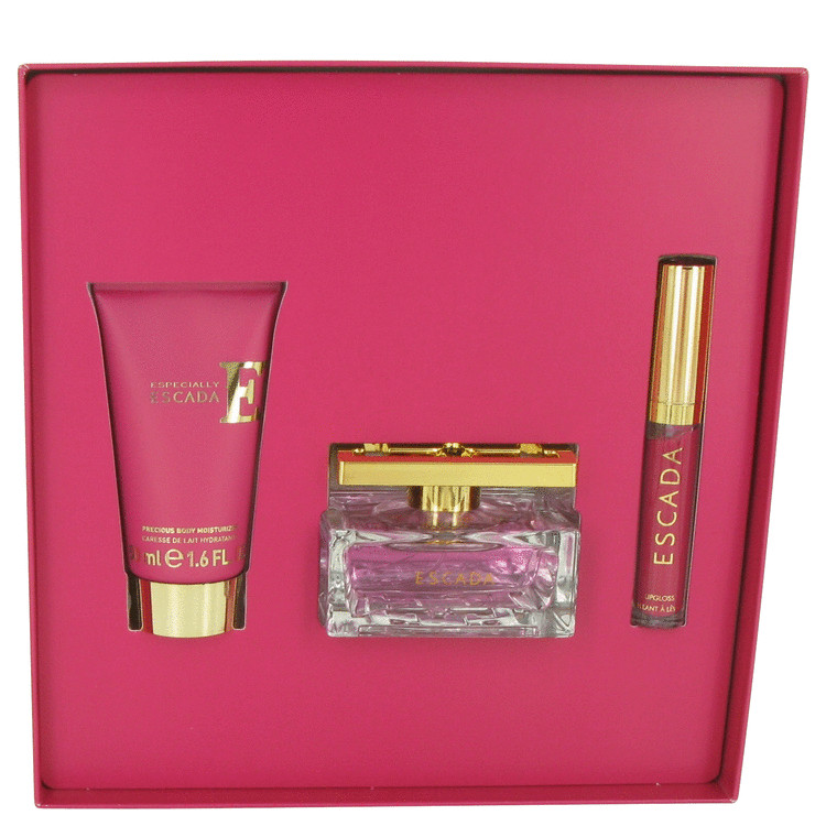 Especially Escada for Women, Gift Set (1.6 oz EDP Spray +1.6 oz Body Moisturizer + .11 oz Lip Goss)