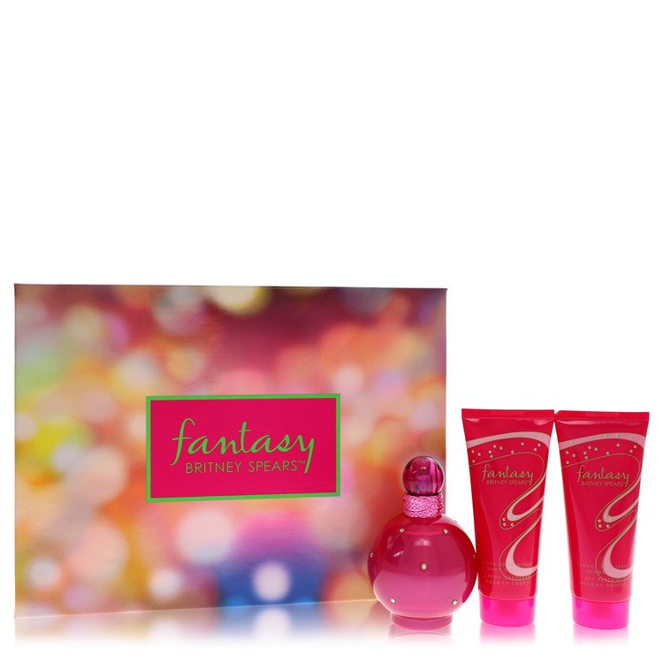 Fantasy Perfume by Britney Spears -- Gift Set - 3.3 oz Eau De Parfum Spray + 3.3 oz Body Souffle + 3.3 oz Shower Gel
