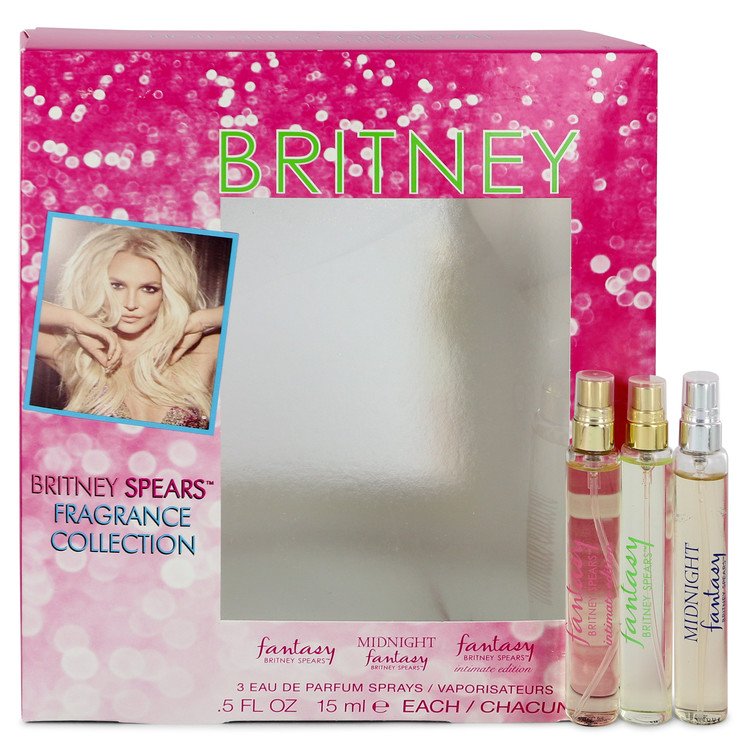 Fantasy Perfume by Britney Spears -- Gift Set - .5 oz Fantasy Min EDP Spray + .5 oz Fantasy Midnight Mini EDP Spray + .5 oz Fantasy Intimate Edition Mini EDP Spray (Manufacture FIlled 2/3)