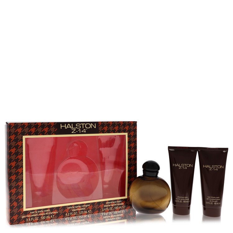 Halston Z-14 Cologne by Halston -- Gift Set - 4.2 oz Cologne Spray + 3.4 oz After Shave Balm + 3.4 oz Hair & Body Wash