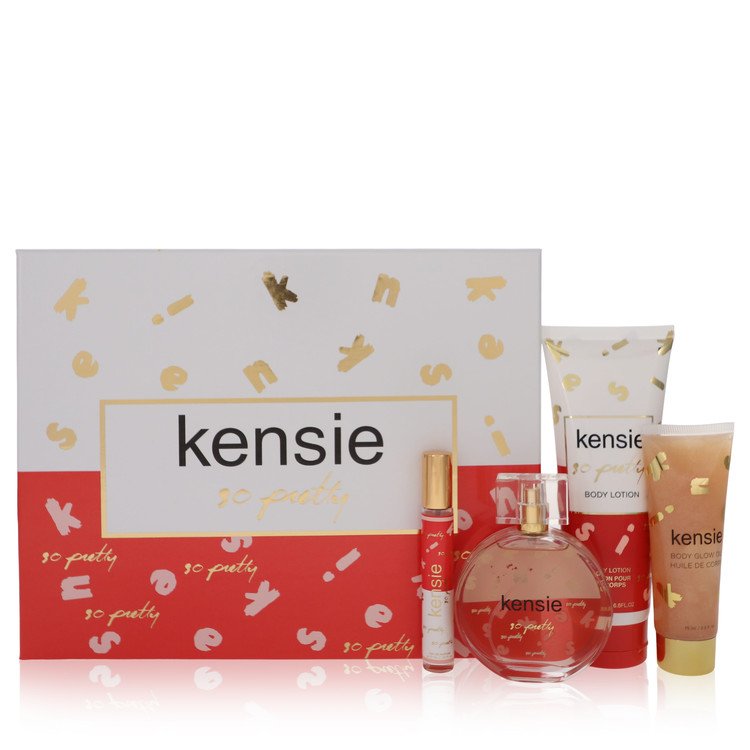 Kensie So Pretty Perfume by Kensie -- Gift Set - 3.4 oz Eau De Parfum Spray + .34 oz Mini EDP Spray + 2.5 oz Body Glow Oil + 6.8 oz Body Lotion
