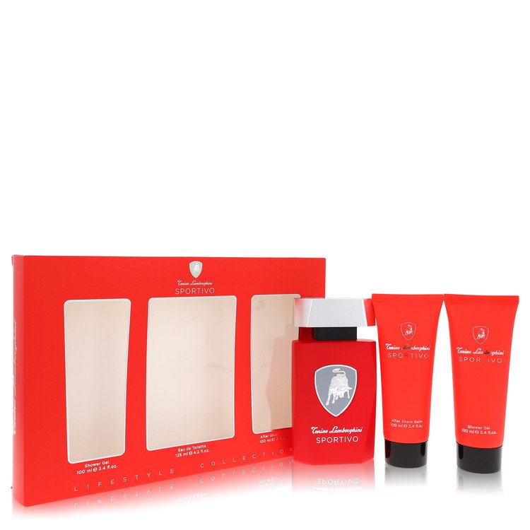 Lamborghini Sportivo Cologne by Tonino Lamborghini -- Gift Set - 4.2 oz Eau De Toilette Spray + 3.4 oz Shower Gel + 3.4 oz After Shave Balm