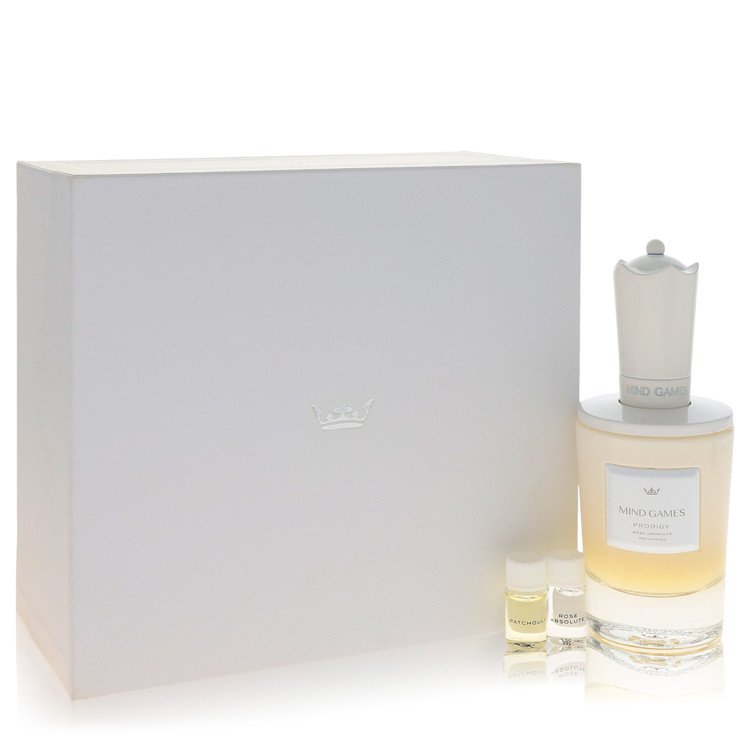 Mind Games Prodigy Cologne by Mind Games Cologne -- Gift Set - 3.4 Extrait De Parfum Spray + Two .10 Mini Extract + Testing papers