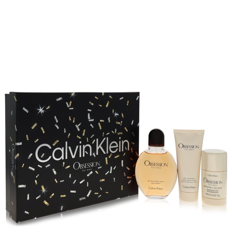 Obsession Cologne by Calvin Klein Cologne -- Gift Set - 4.2 oz Eau De Toilette Spray + 3.4 oz After Shave Balm + 2.6 oz Deodorant Stick
