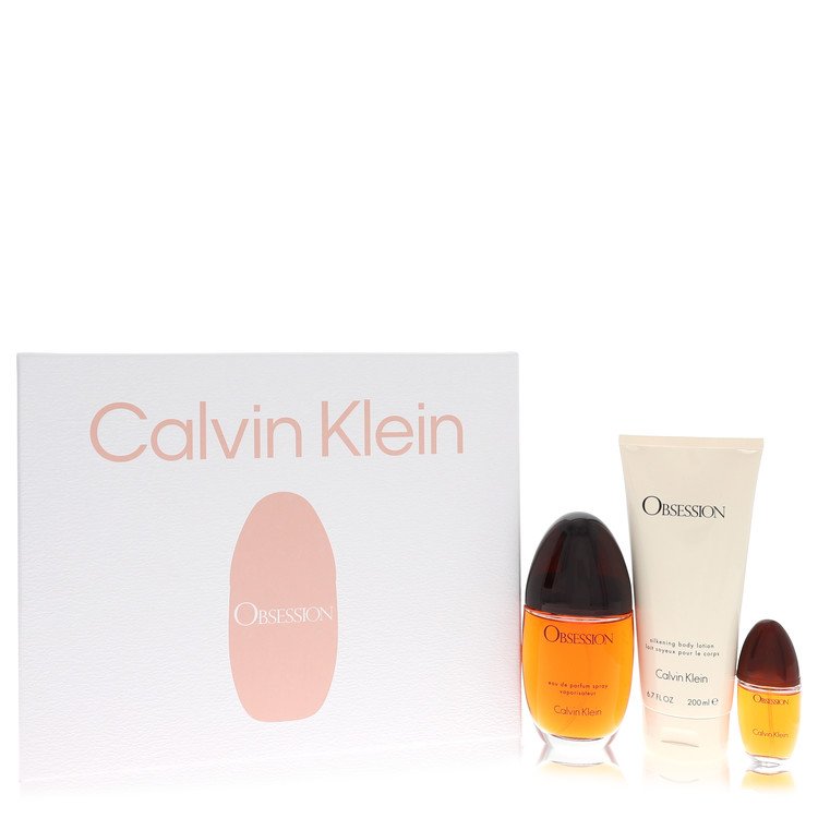 Calvin Klein Obsession Perfume Gift Set - 3.4 oz Eau De Parfum Spray + 6.7 oz Body Lotion + .5 oz Mini EDP Spray Guatemala