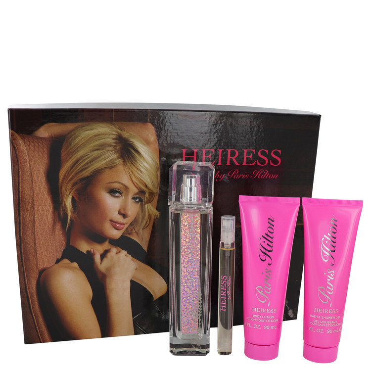 Paris Hilton Heiress Perfume by Paris Hilton Perfume -- Gift Set - 3.4 oz Eau De Parfum Spay + .34 oz Mini EDP Pen Spray + 3 oz Body Lotion + 3 oz Shower Gel