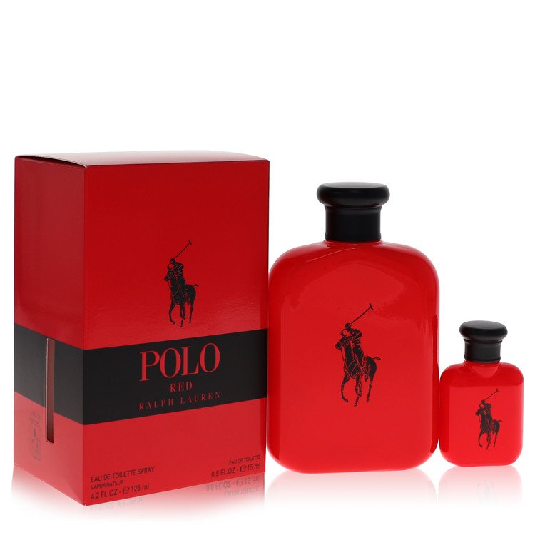 Polo Red Cologne by Ralph Lauren -- Gift Set - 4.2 oz Eau De Toilette Spray + 0.5 oz Mini EDT