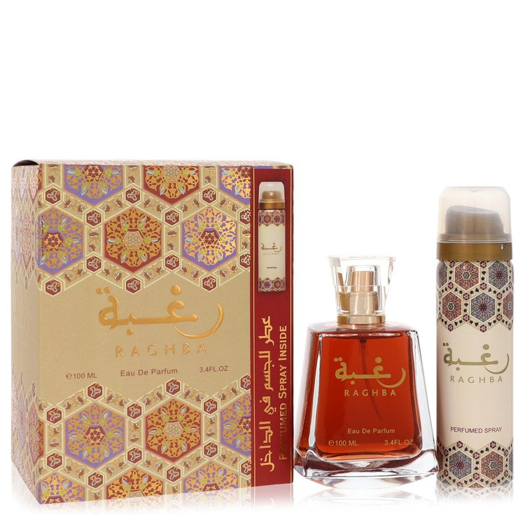 Lattafa Raghba Cologne by Lattafa 3.4 oz Eau De Parfum Spray Plus 1.7 oz Deodorant Spray