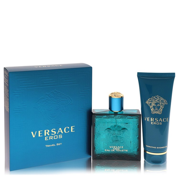 Versace Eros Cologne by Versace -- Gift Set - 3.4 oz Eau De Toilette Spray + 3.4 oz Shower Gel