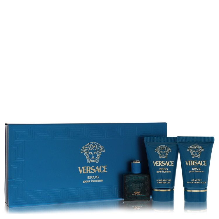 Versace Eros Cologne by Versace Cologne -- Gift Set - .17 oz Mini EDT + .8 oz Shower Gel + .8 oz After Shave Balm