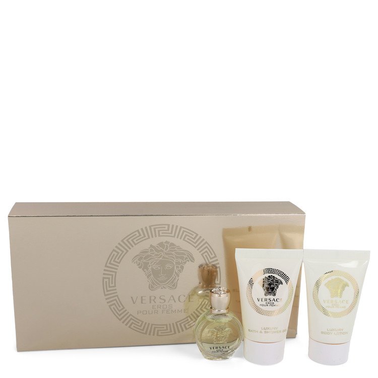 Versace Eros Perfume by Versace Perfume -- Gift Set - .17 oz Mini EDP + .8 oz Shower Gel + .8 oz Body Lotion