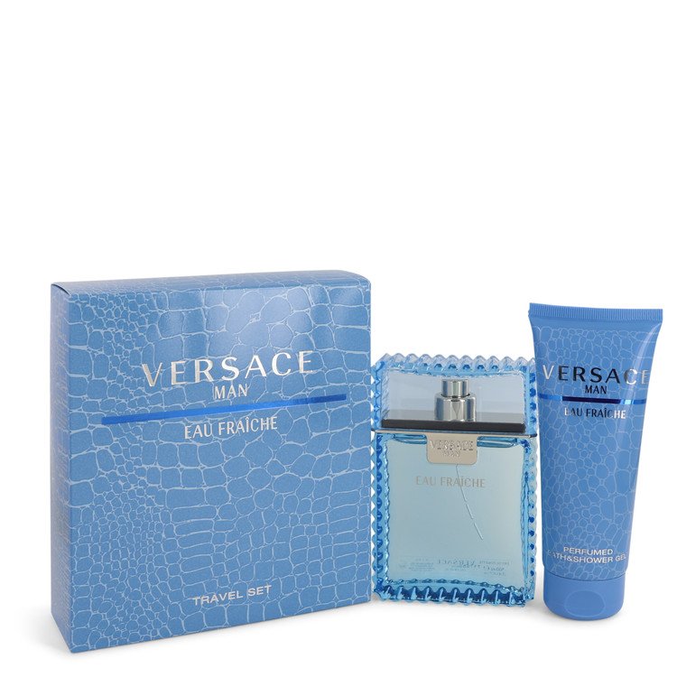 Versace Man Cologne Gift Set - 3.3 oz Eau De Toilette Spray (Eau Frachie) + 3.3 oz Shower Gel Guatemala