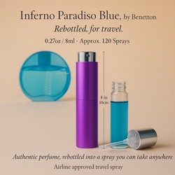 Inferno Paradiso Blue Cologne by Benetton Cologne 0.27 oz Travel Spray