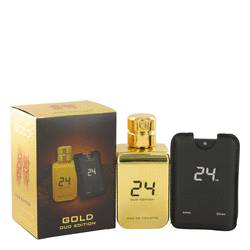 24 Gold Oud Edition Cologne by ScentStory Cologne 3.4 oz Eau De Toilette Spray + 0.8 oz Mini Pocket Spray
