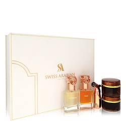 Swiss Arabian Bakhoor Dukhoon Al Haram Cologne by Swiss Arabian Gift Set - Gift Set contains 2 x 1.7 oz Eau De Parfum in Wajd & Gharaam + 2 x 60 grams of Incense in Dukhoon Al Haram & Oud Muattar Mumtaz