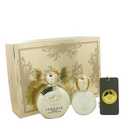 Versace Eros Gift Set By Versace Gift Set For Women Includes 3.4 Oz Eau De Parrfum Spray + 3.4 Oz Body Lotion + Gold Versace Luggage Tag