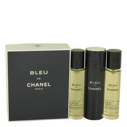 Bleu De Chanel Cologne by Chanel 3 x 0.7 oz Mini Eau De Toilettte Spray + 2 Refills