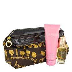 Beautiful Love Perfume by Estee Lauder Perfume -- Gift Set - 1 oz Eau De Parfum Spray + 3.4 oz Body Lotion in Brown/Gold Cosmetic Case