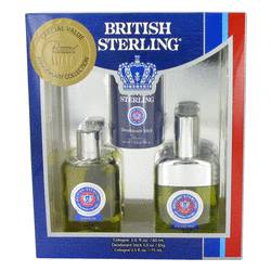 British Sterling Cologne by Dana -- Gift Set - 2.5 oz Cologne Spray + 2 oz Cologne + 3 oz Deodorant Stick