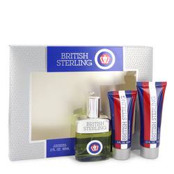 British Sterling Cologne by Dana -- Gift Set - 2.5 oz Cologne Spray + 2.5 oz Body Wash + 2 oz After Shave Balm