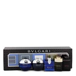Bvlgari Blv Cologne by Bvlgari -- Gift Set - Travel Size Gift Set Includes Bvlgari Aqua Atlantique, Aqua Pour Homme, BLV, Man Wood Essence, Man in Black all in .17 oz sizes