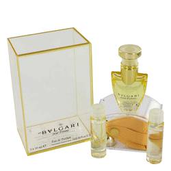 Bvlgari Perfume by Bvlgari -- Gift Set - .34 oz Eau De Parfum Spray + 2 -.34 oz Refill with Funnel + Pouch