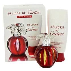 Delices De Cartier Perfume by Cartier Perfume -- Gift Set - 1.7 oz Eau De Toilette Spray + 3.4 oz Body Milk
