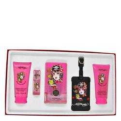Ed Hardy Born Wild Perfume by Christian Audigier Perfume -- Gift Set - 3.4 oz Eau De Parfum Spray + 3 oz Body Lotion + 3 oz Shower Gel + Mini + Luggae Tag
