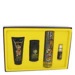 Ed Hardy Cologne by Christian Audigier Cologne -- Gift Set - 3.4 oz Eau DeToilette Spray + .25 oz Mni EDT Spray + 3 oz Shower Gel + 2.75 oz Deodorant Stick + Luggage Tag