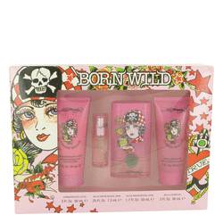 Ed Hardy Born Wild Perfume by Christian Audigier Perfume -- Gift Set - 1.7 oz Eau De Parfum Spray + 3 oz Body Lotion + 3 oz Shower Gel + .25 oz Mini EDP Spray
