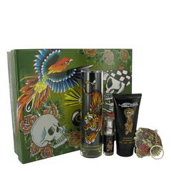 Ed Hardy Cologne by Christian Audigier Cologne -- Gift Set - 3.4 oz Eau De Toilette Spray + 3 oz Shower Gel + .25 oz Mini EDT + Keychain