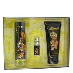 Ed Hardy Cologne by Christian Audigier Cologne -- Gift Set - 3.4 oz Eau De Toilette Spray + 6.7 oz Shower Gel + .25 oz Mini EDT Spray