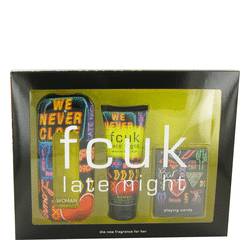 Fcuk Late Night Perfume by French Connection Perfume -- Gift Set - 3.4 oz Eau De Toilette Spray + 3.4 oz Body Lotion + Free Playing Cards