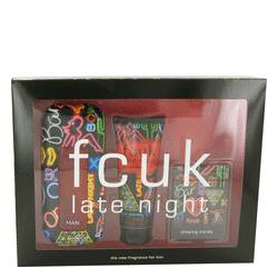 Fcuk Late Night Cologne by French Connection Cologne -- Gift Set - 3.4 oz Eau De Toilette Spray + 3.4 oz Shower Gel + Free Playing Cards
